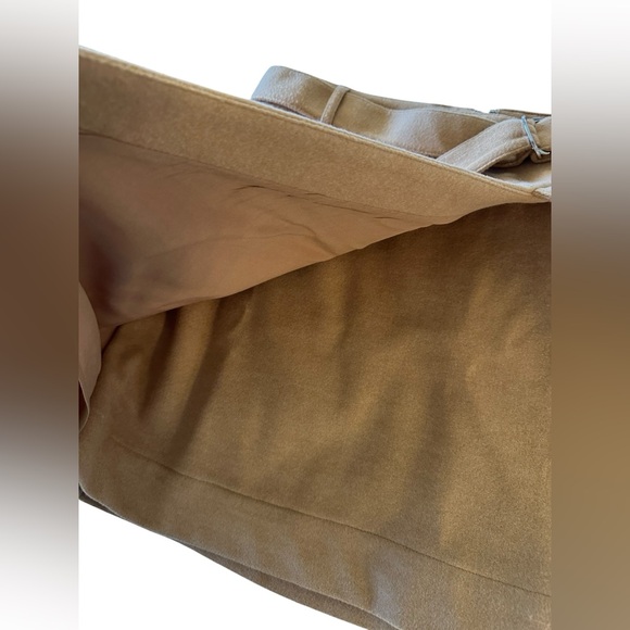 Anthropologie Camel Tan Wool Blend Belted Wrap Mini Skirt - Picture 7 of 12